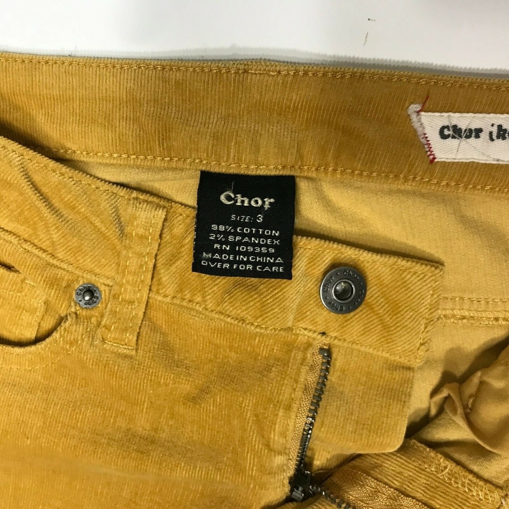 Chor 3 Yellow Stretch Cord Low Rise Skinny Jeans - Picture 6 of 8